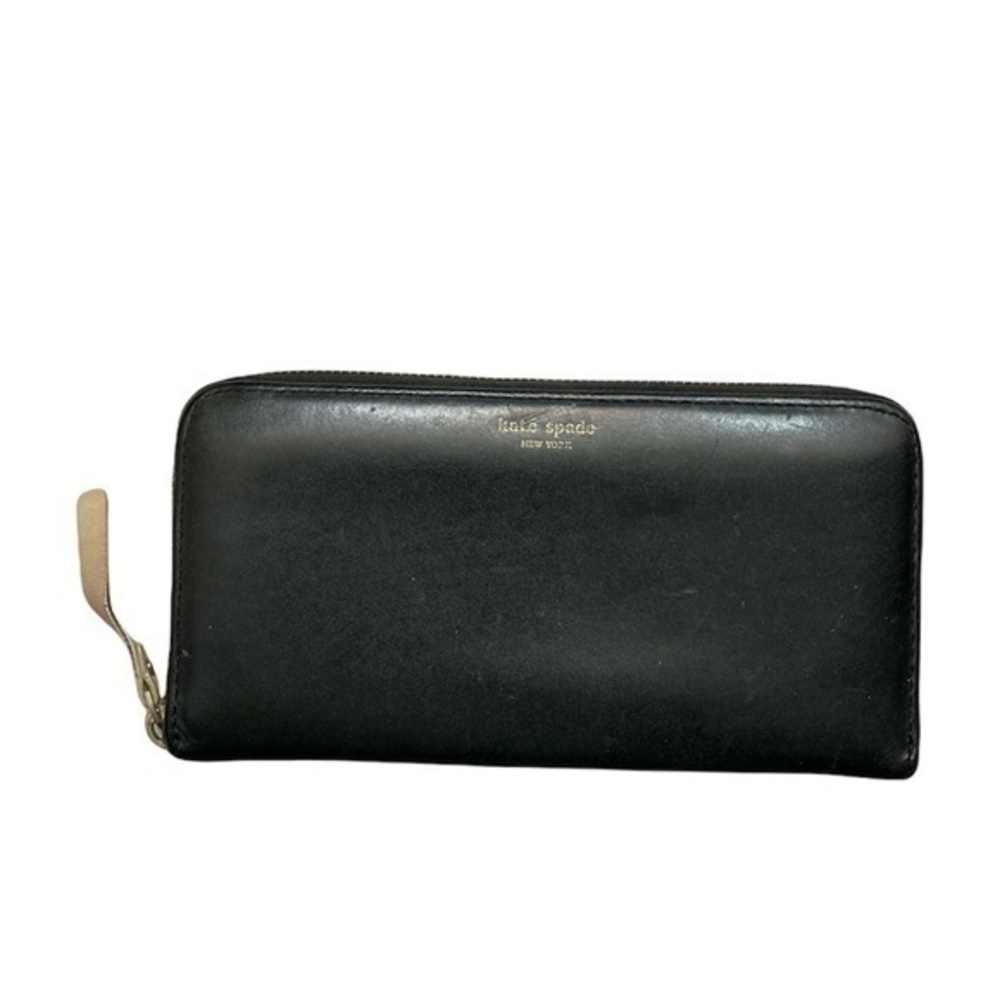 Kate spade black leather clutch zipper continental wallet